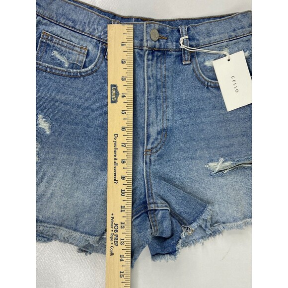 Cello Women Small Denim Shorts Blue High Rise Cutoff Frayed NWT - Picture 8 of 8